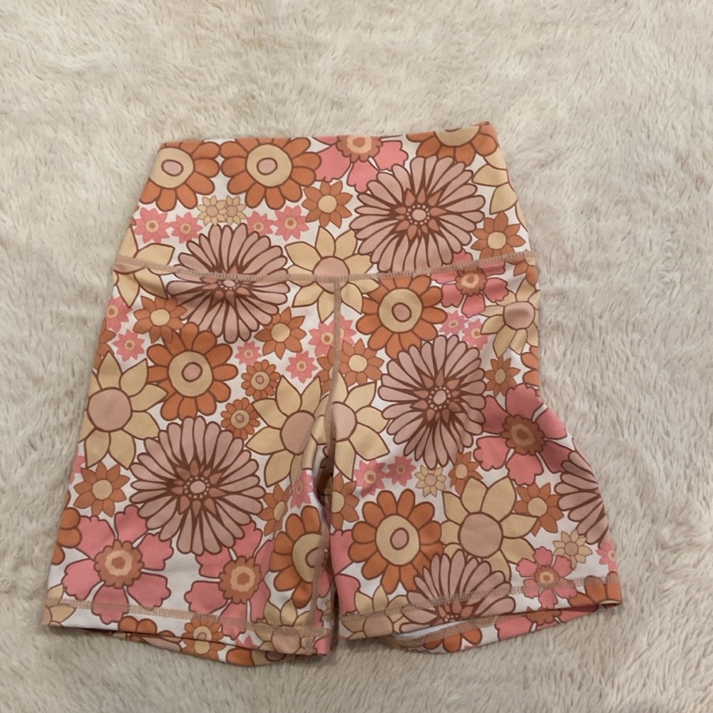KAVALA Flower Power Coral Biker Shorts
